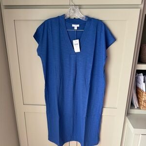NWT J. Jill Azure Blue Cap Sleeve Summer Dress SZ S